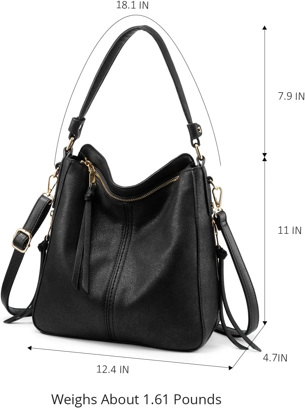Realer Hobo Crossbody Bags for Women Designer Leather Hobo Handbags Retro Large Size Shoulder Bag Bucket Purse