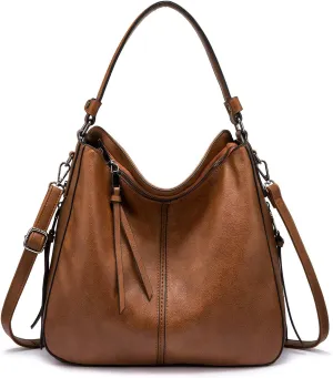 Realer Hobo Crossbody Bags for Women Designer Leather Hobo Handbags Retro Large Size Shoulder Bag Bucket Purse