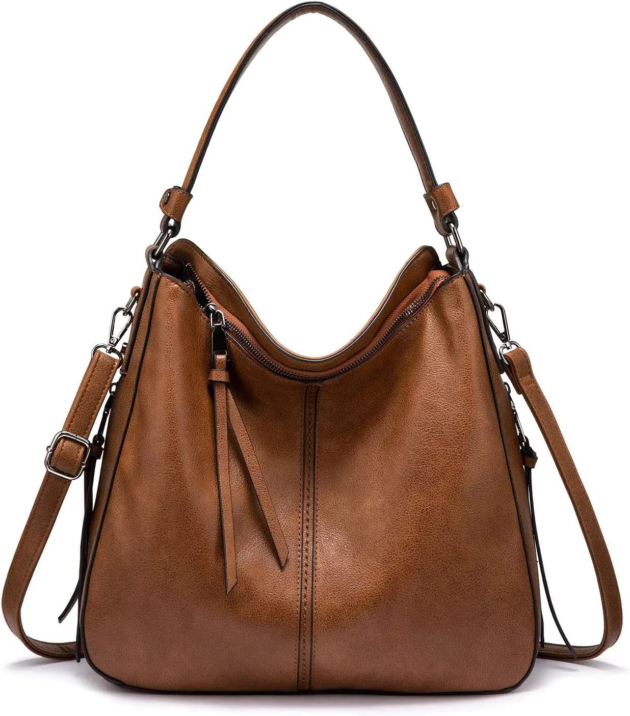 Realer Hobo Crossbody Bags for Women Designer Leather Hobo Handbags Retro Large Size Shoulder Bag Bucket Purse