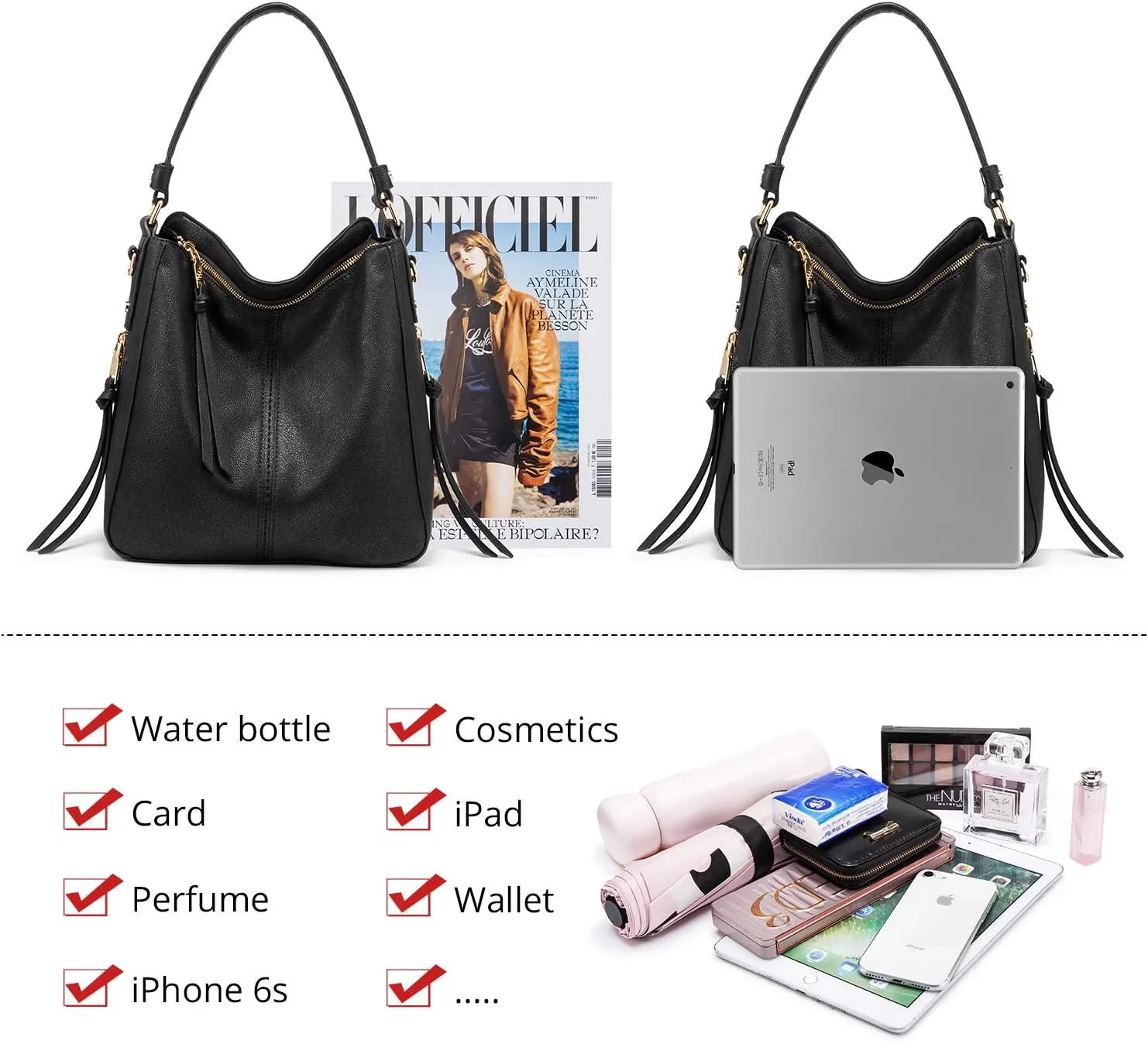Realer Hobo Crossbody Bags for Women Designer Leather Hobo Handbags Retro Large Size Shoulder Bag Bucket Purse