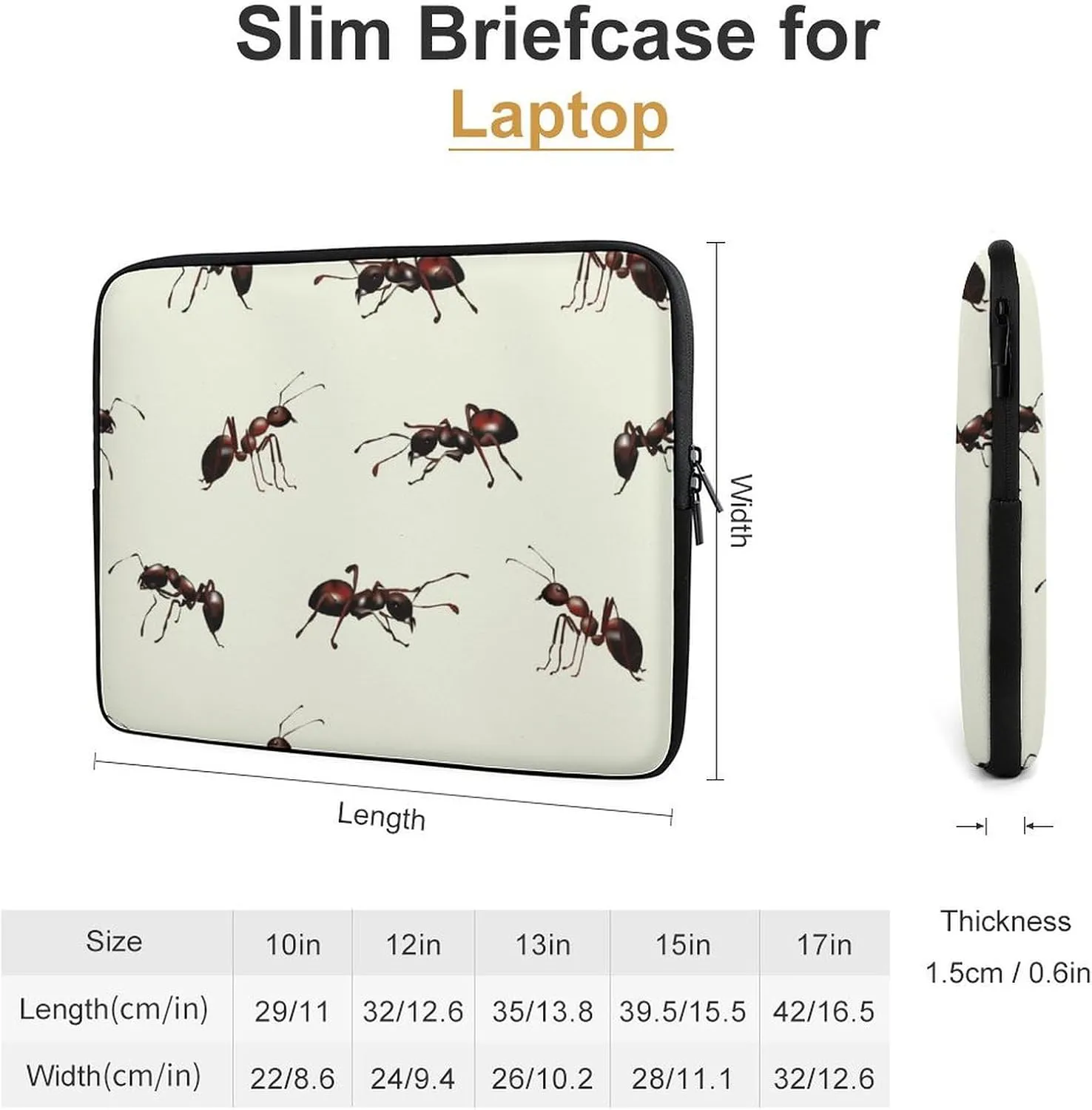 Realistic Ants Personalized Laptop Bag Business Casual Laptop Case Slim Computer Bag Briefcase