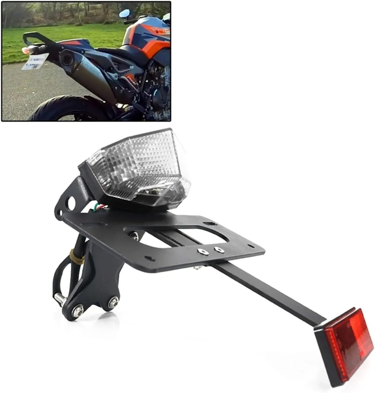 Rear Tail Tidy Fender Eliminator Kit Registration License Plate Holder Bracket Compatible With KTM 890 Duke R 2020 790 Duke 2018-2023 license plate frames(Clear)