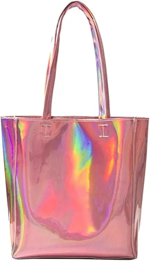 Reberomantic Goodbag Boutique Hologram Tote Bag Laser PU Shoulder Bag Large Capacity Fashion Holographic Handbag for Work