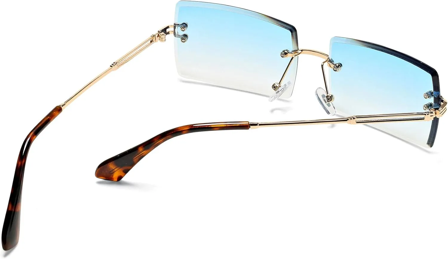 Rectangle Sunglasses for Men/Women Small Rimless Square Shade Eyewear