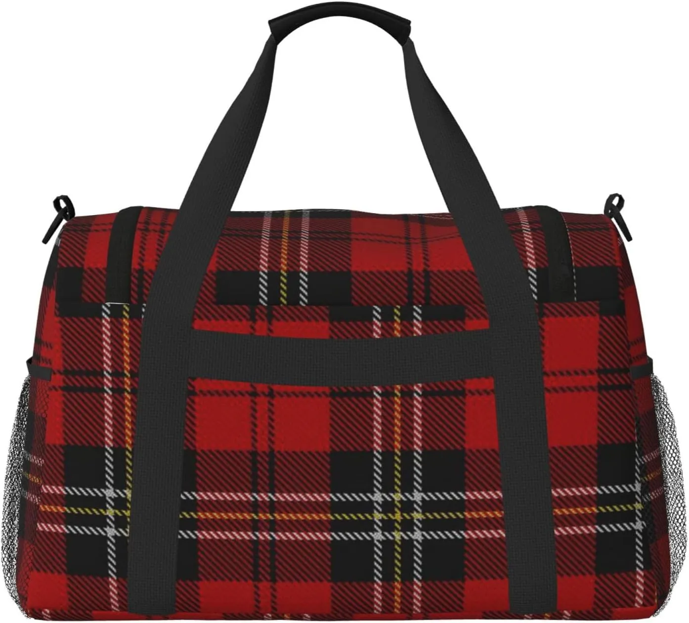 Red Grid Thin Line Travel Duffel Bag Large Foldable Waterproof Overnight Bag For Beach Swim Bags Pool Sports Gym
