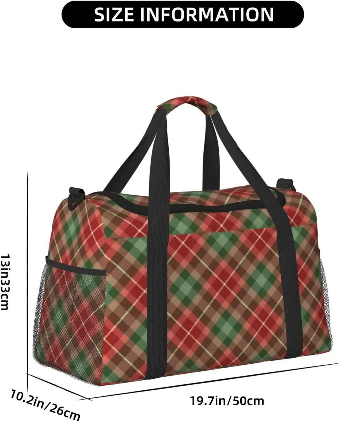 Red Grid Thin Line Travel Duffel Bag Large Foldable Waterproof Overnight Bag For Beach Swim Bags Pool Sports Gym
