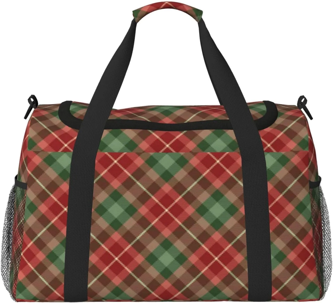 Red Grid Thin Line Travel Duffel Bag Large Foldable Waterproof Overnight Bag For Beach Swim Bags Pool Sports Gym