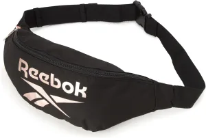 Reebok Fanny Pack - Lightweight Stylish Crossbody Waist Belt Bags for Women and Men with Adjustable Strap, Size One Size, Foundation Black With Rose Gold Logo