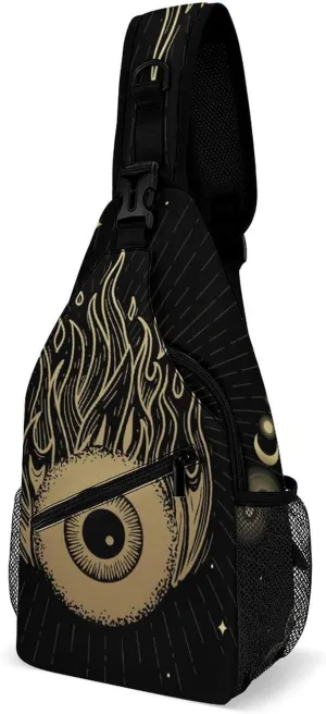 Reed-mushroom-print Sling Bag Crossbody Chest Bag Shoulder Bag For Travel Hiking Cycling Camping