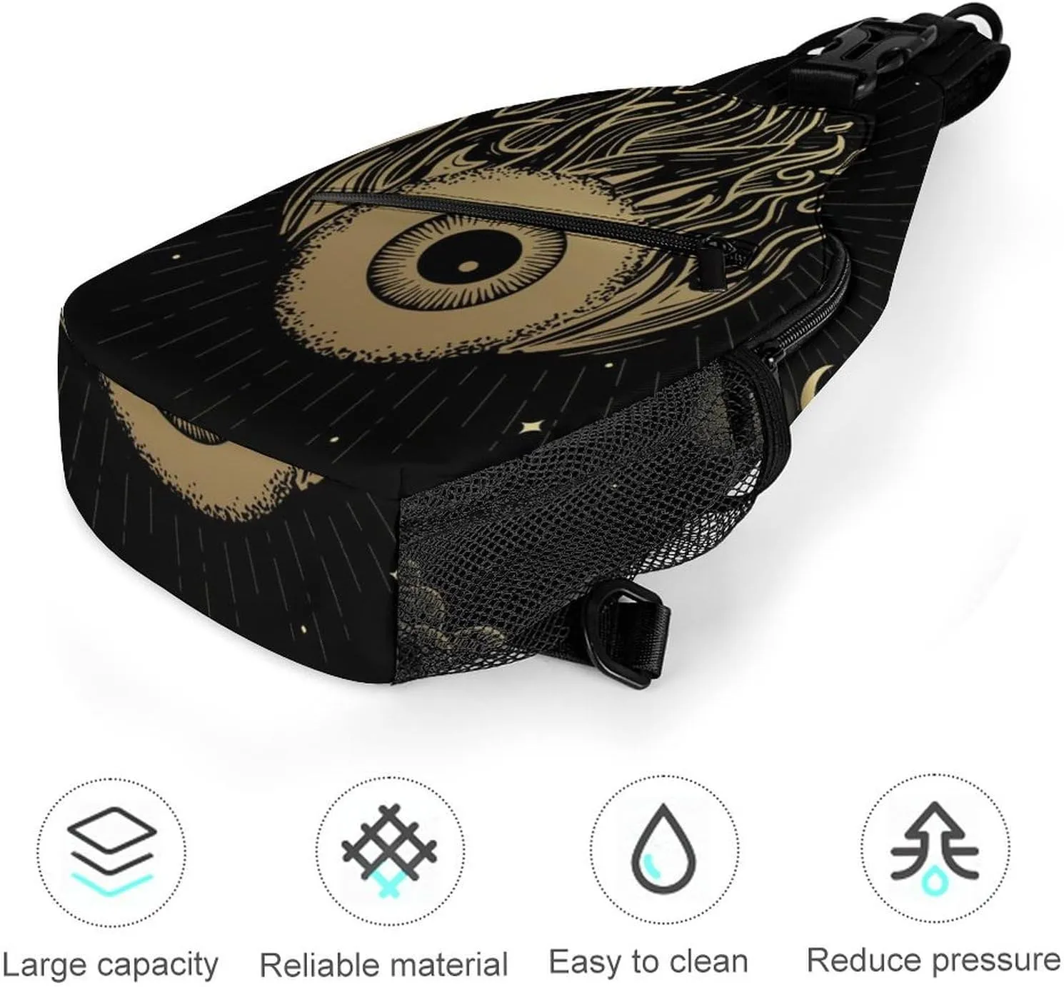 Reed-mushroom-print Sling Bag Crossbody Chest Bag Shoulder Bag For Travel Hiking Cycling Camping