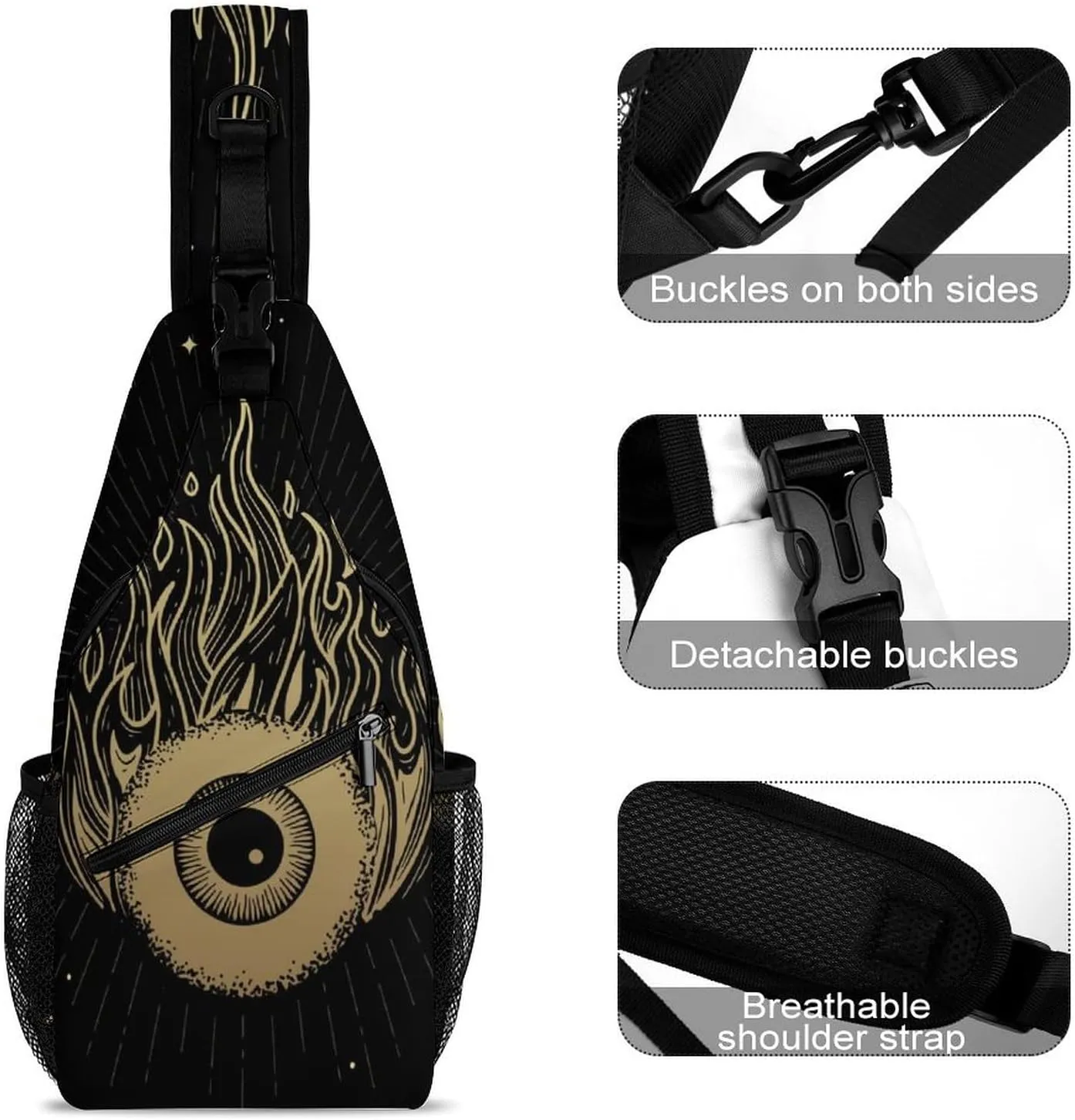 Reed-mushroom-print Sling Bag Crossbody Chest Bag Shoulder Bag For Travel Hiking Cycling Camping