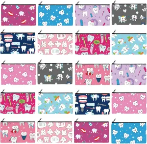 Reginary 20 Pieces Teeth Makeup Bag Teeth Cosmetic Bag for Nurse Women Dental Dentist Gift Makeup Pouch with Zipper Dental Assistant Accessories Toiletry, 7 x 4.3 Inches