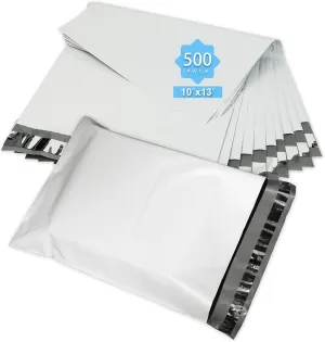 Reliable Mailer 10x13 Inch 500Pcs White Poly Mailers Shipping Envelopes, Self Sealed Mailer Bags with Waterproof and Tear-Proof Postal Bags, Packaging for Small Business