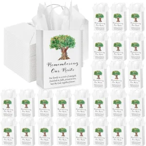Remuuly 50 Sets Family Reunion Favor Family Reunion Gift Bags Remembering Our Roots Treat Bags Kraft Paper Bag with Tissue Paper Bags with Handle Family Tree Party Supplies, 5.9 x 3.15 x 8.27 Inches