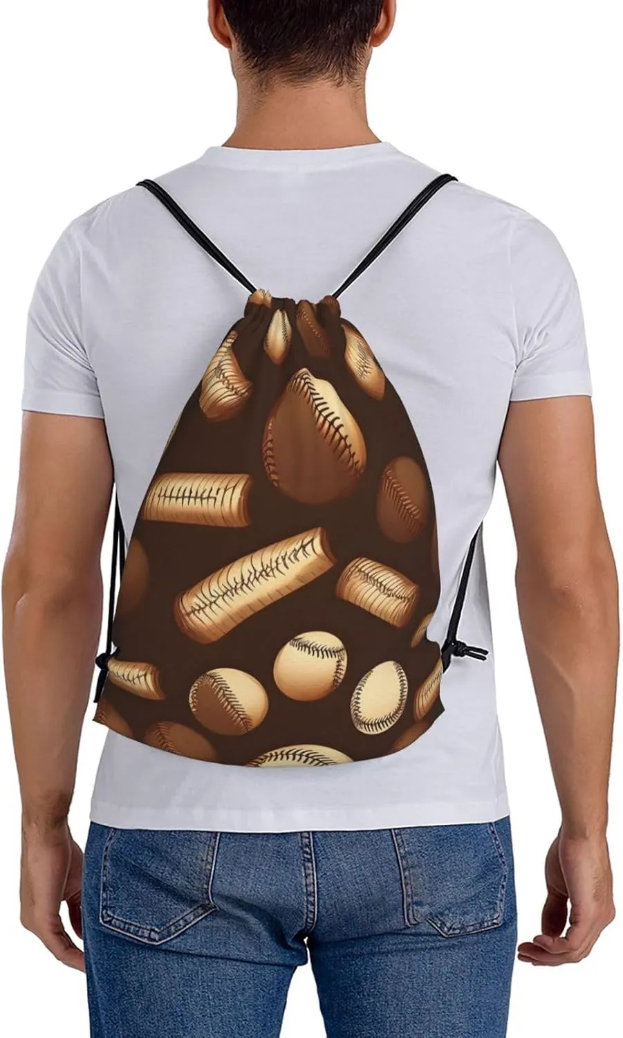 Retro Baseball Brown Unisex Simple Leisure Drawstring Bag,Gym Drawstring Bags,Outdoor Portable Backpack Storage Bags