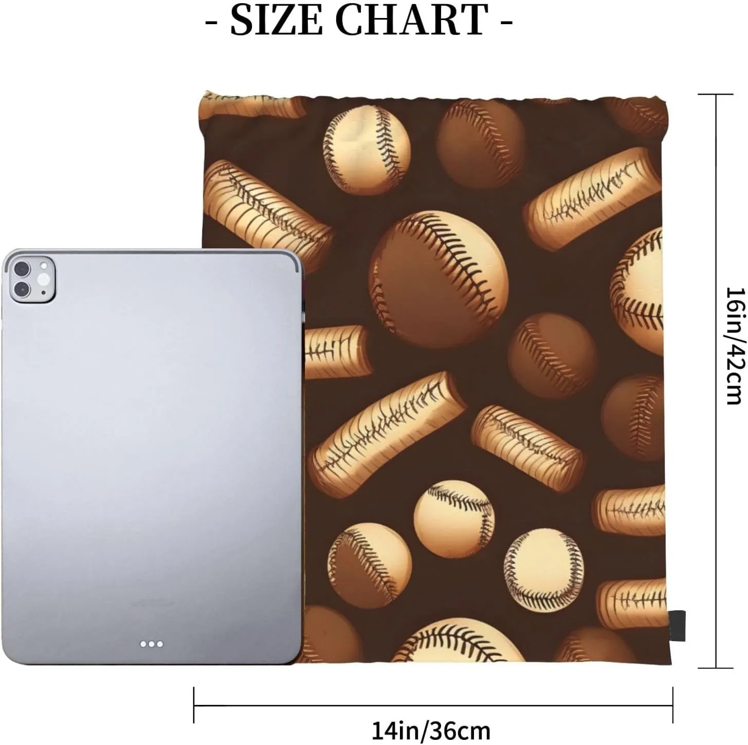 Retro Baseball Brown Unisex Simple Leisure Drawstring Bag,Gym Drawstring Bags,Outdoor Portable Backpack Storage Bags