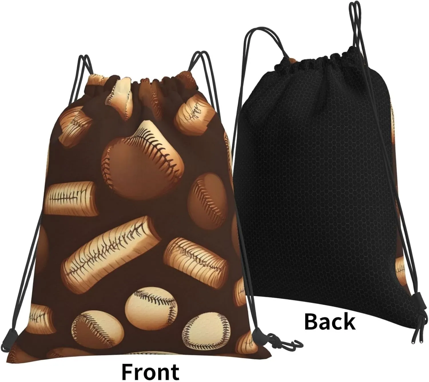 Retro Baseball Brown Unisex Simple Leisure Drawstring Bag,Gym Drawstring Bags,Outdoor Portable Backpack Storage Bags