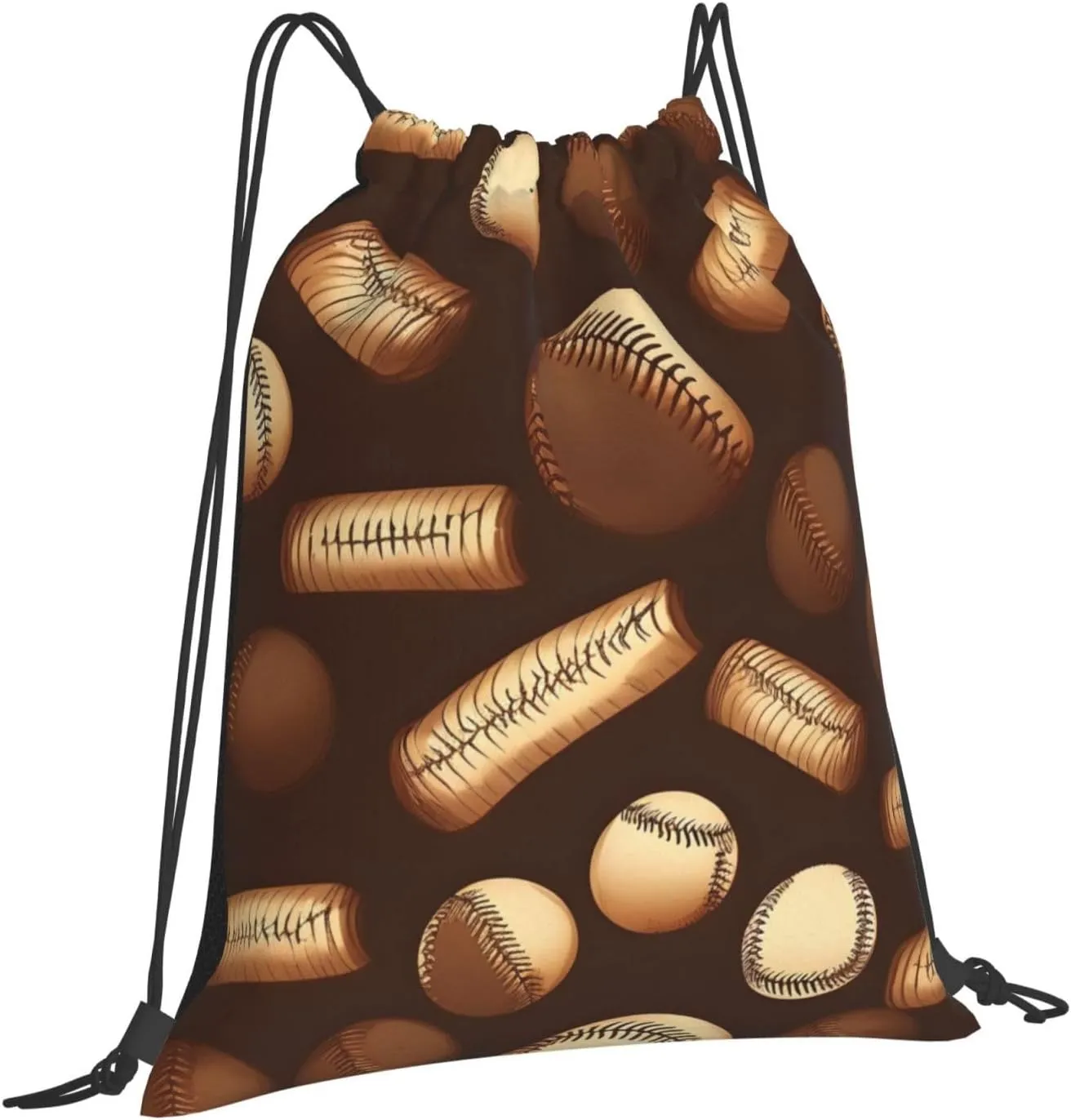 Retro Baseball Brown Unisex Simple Leisure Drawstring Bag,Gym Drawstring Bags,Outdoor Portable Backpack Storage Bags