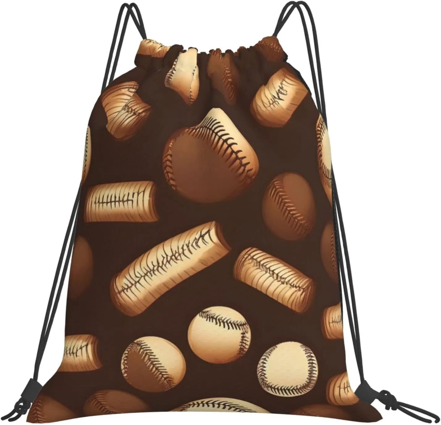 Retro Baseball Brown Unisex Simple Leisure Drawstring Bag,Gym Drawstring Bags,Outdoor Portable Backpack Storage Bags