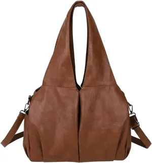 Retro Pure Color Shoulder Bags for Women Soft PU Material Tote Bags Trendy Simple Sling Bag for Casual Life