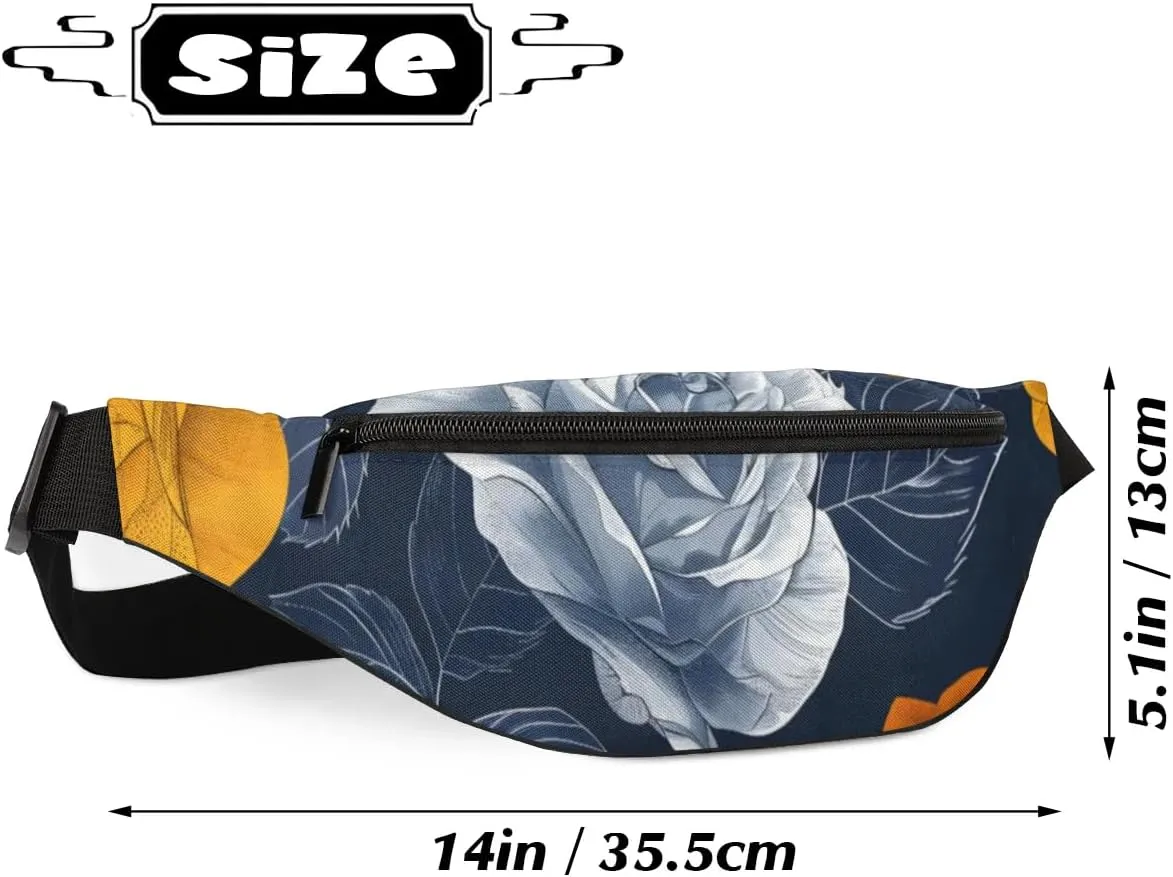 Retro Roses Crossbody Fanny Pack Waist Bag with Adjustable Strap Hip Pack for Sports Festival Workout Traveling Running Casual