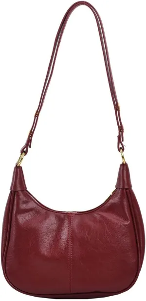 Retro Shoulder Bags for Women Vegan Leather Tote Handbags Slouchy Large Crossbody Bag with Adjustable Strap