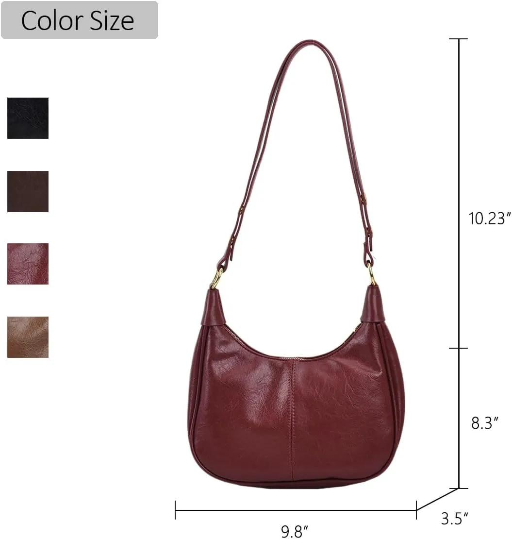 Retro Shoulder Bags for Women Vegan Leather Tote Handbags Slouchy Large Crossbody Bag with Adjustable Strap