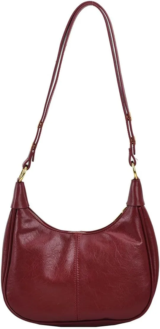 Retro Shoulder Bags for Women Vegan Leather Tote Handbags Slouchy Large Crossbody Bag with Adjustable Strap