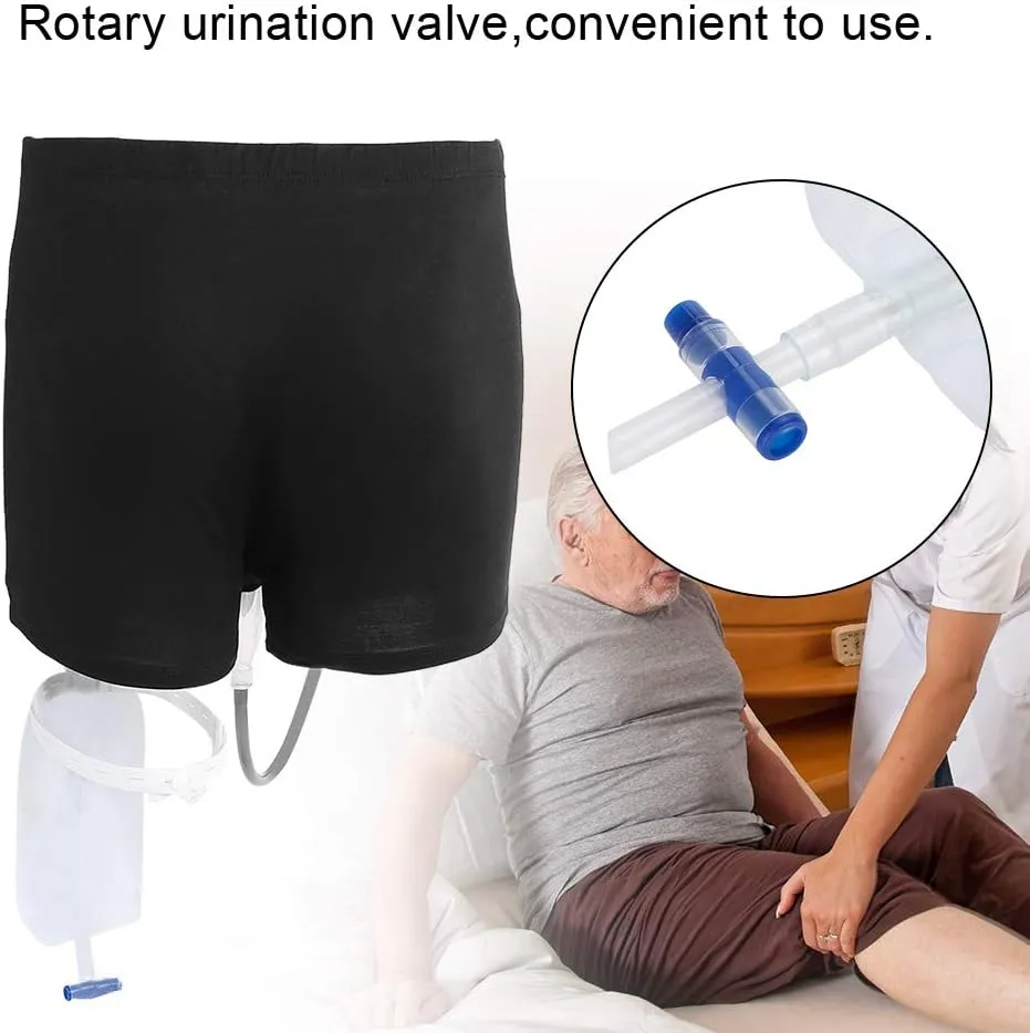 Reusable Male Urinal Bag Catheter Leg Bag Holder Pee Bag Portable Wearable Men's Urinal Elastic Waistband Toilet Elastic Waistband Urine Replacement Collector Urine Bag Holder (L)