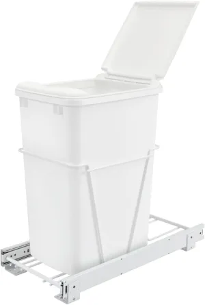 Rev-A-Shelf White Steel Pull Out Waste/Trash Container w/Included lid
