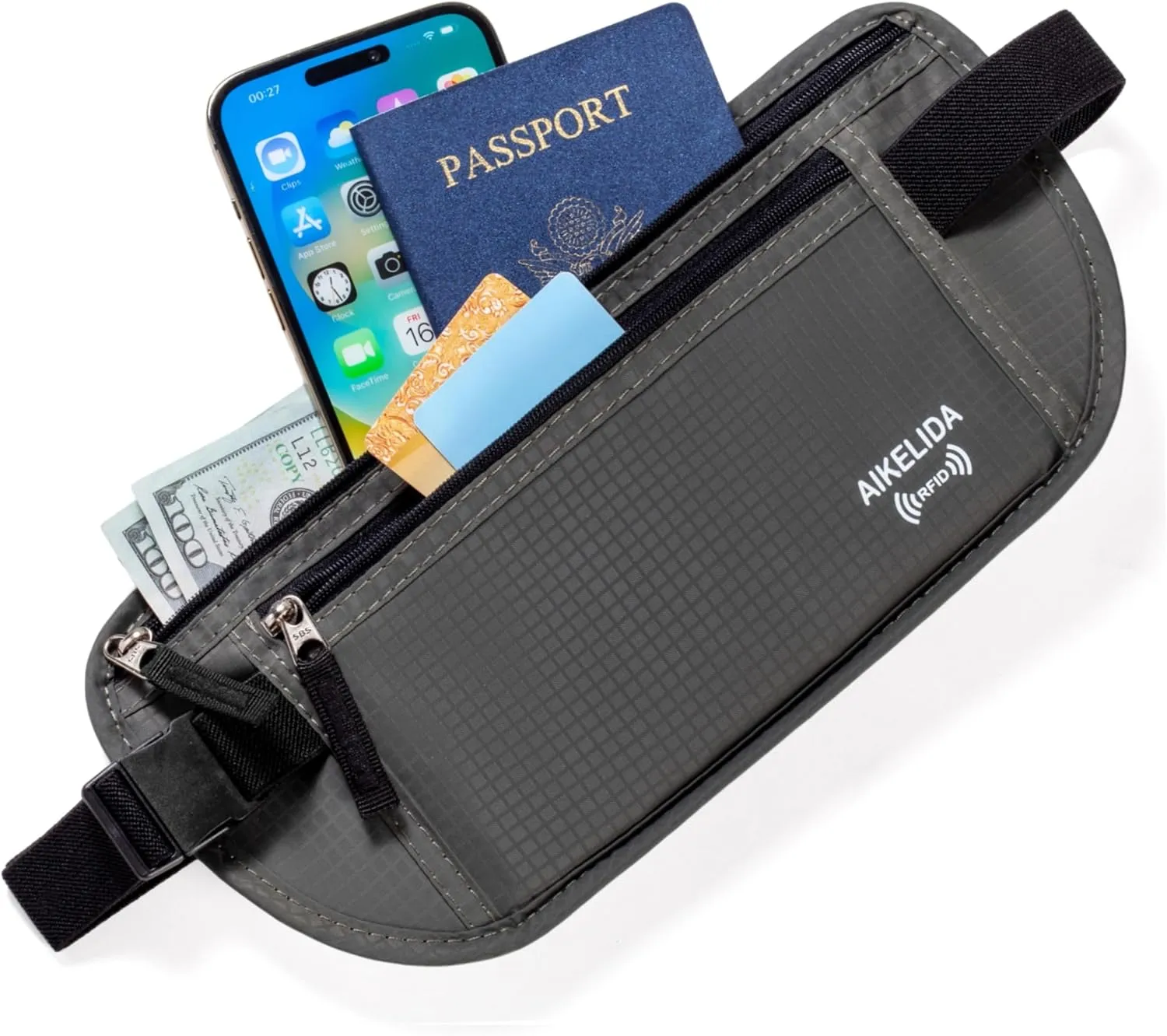 RFID Blocking Passport Holder - Money Belt & Travel Wallet, Travel Belt Bag Fanny Pack for Women Men