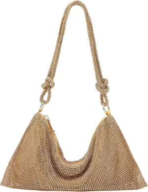 Rhinestone Hobo Bag for Women Rhinestone Purses Sparkly Evening Handbag Shiny Diamond Purse for Wedding Parties 2024