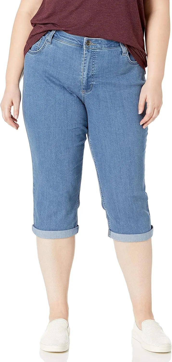 Riders by Lee Indigo Women's Plus Size Comfort Waist Cuff Capri