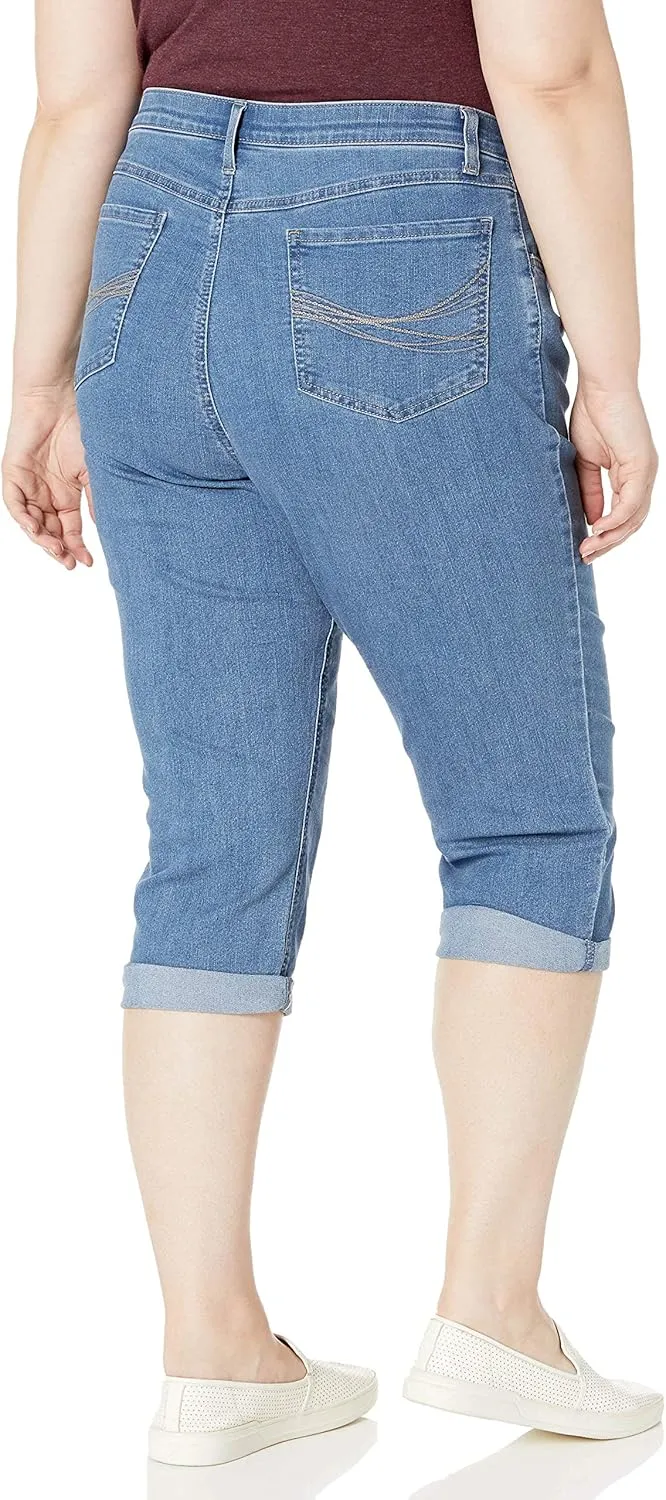 Riders by Lee Indigo Women's Plus Size Comfort Waist Cuff Capri