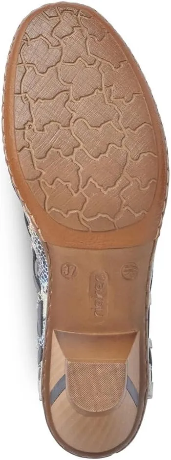 Rieker 46778 Sina Women's Heels - Sling-Backs, Leather Upper, Hand-Woven Design, Anti-Stress Comfort, Flexible Sole, Secure Fit, and Timeless Everyday Style