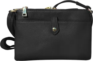 Roma Leathers Gun Concealment Sling Purse - Cowhide Leather - Black