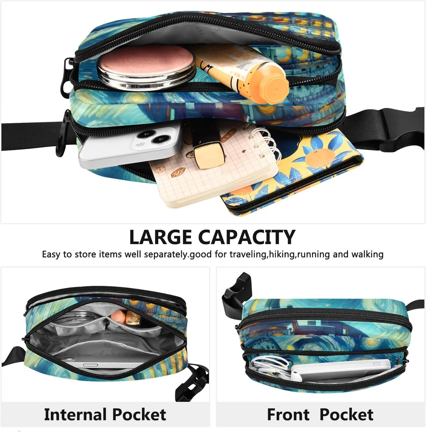 Roman Colosseum Starry Night Women Fanny Packs Designer Everywhere Belt Bag Waterproof Waist Bag for Women