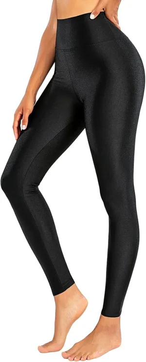 Romastory Women's Elastic Shiny Leggings Pants High Waisted Shining Sports Workout Leggings Tights