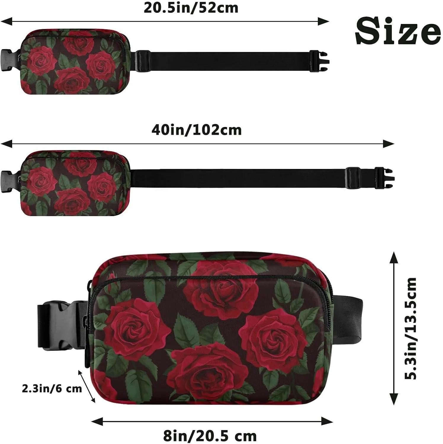 Rose Fanny Pack women Belt Bag Fashion Everywhere Waist Bags with Adjustable Strap for Workout Running Traveling Hiking