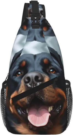 Rottweiler Dogs Tongue Head Sling Bag For Women Men Travel Hiking Backpack Crossbody Shoulder Chest Bags Casual Daypack