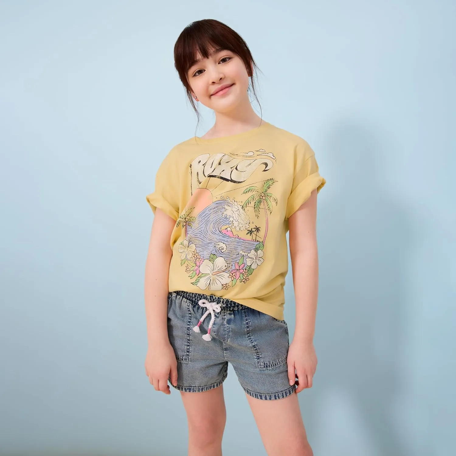 Roxy Girls' Soleil Elastic Waist Shorts, Drawstring Closure, Soft & Comfortable Fit