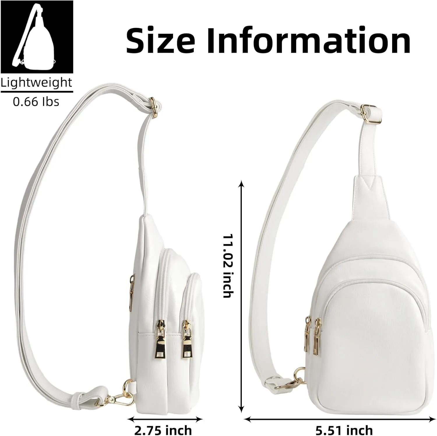 RUNBOX Sling Bag Crossbody Belt Bag for Women Trendy Leather Fanny Pack White