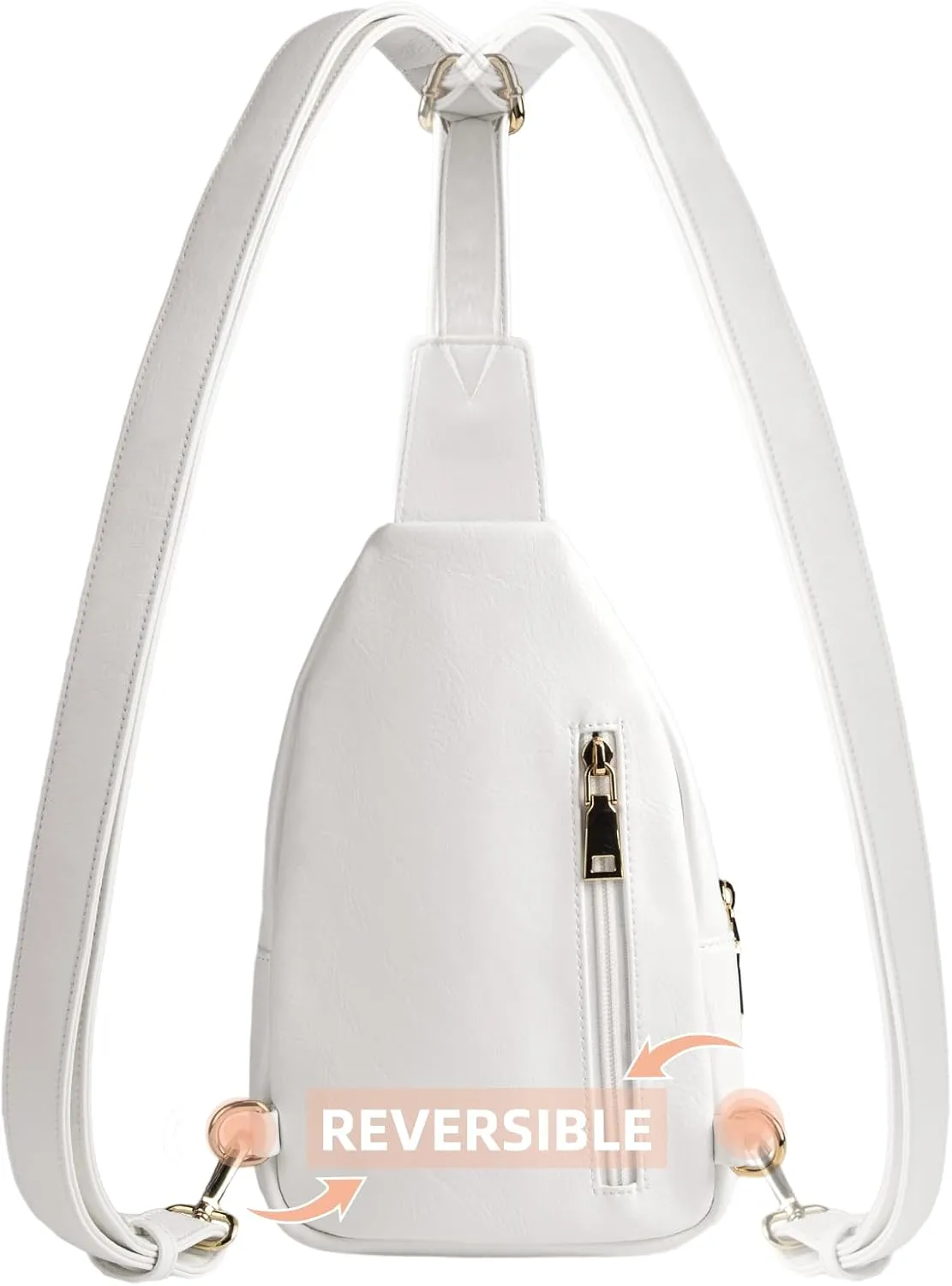 RUNBOX Sling Bag Crossbody Belt Bag for Women Trendy Leather Fanny Pack White