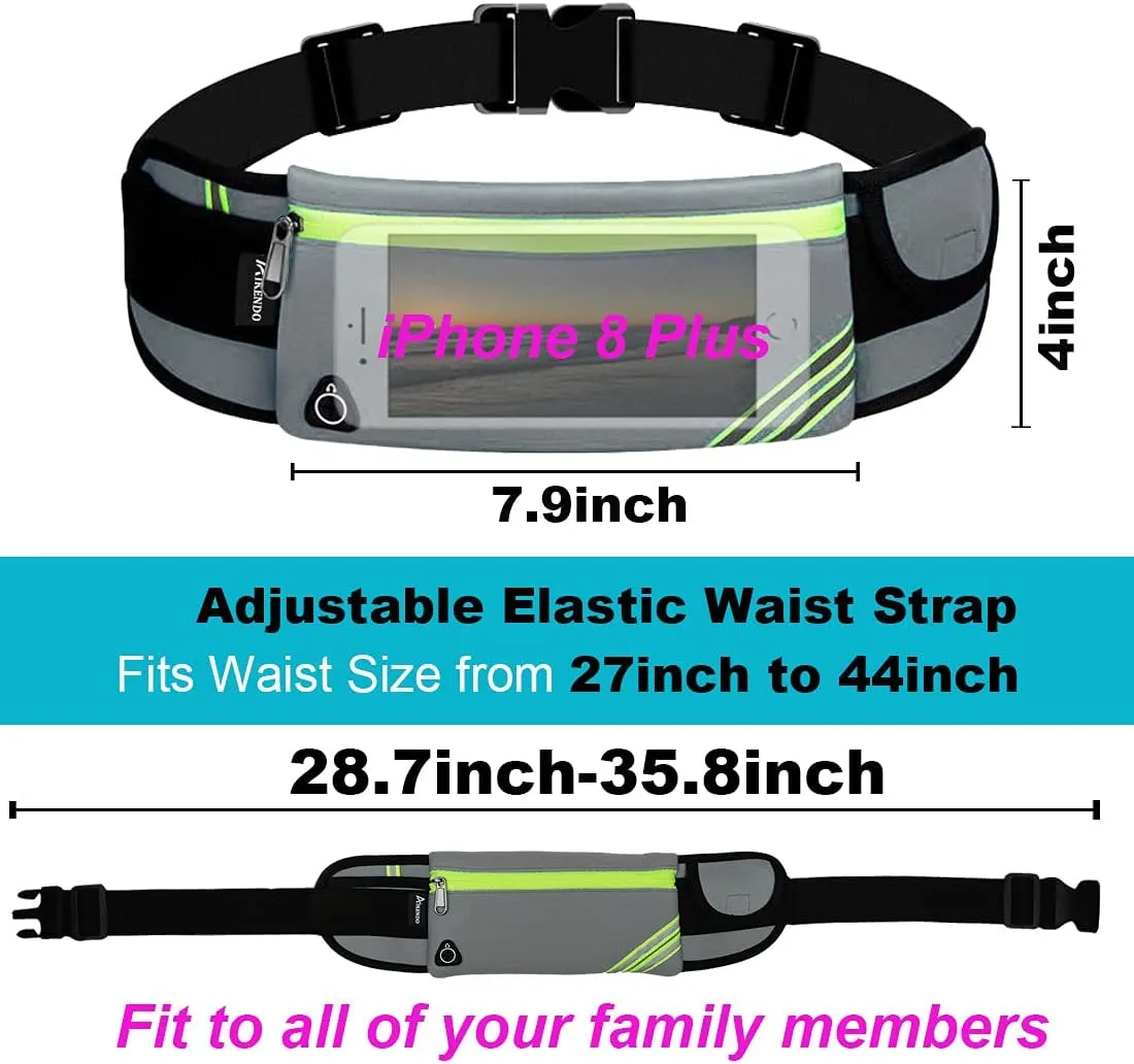 Running Belt Waist Pack Bag Fanny Pack for Phone Men Women,Thin Runners Pouch Belt for Hiking Walking Sports Cycling Traveling Money Belt,Phone Carrier Waistband for Wallet Gray