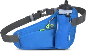 Running Waist Pack Can Hold Water Bottles,Outdoor Sport Hiking Waist Pack Bag for Men Women Travel Cycling Dog Walking(Bottle Not Included) (Blue)