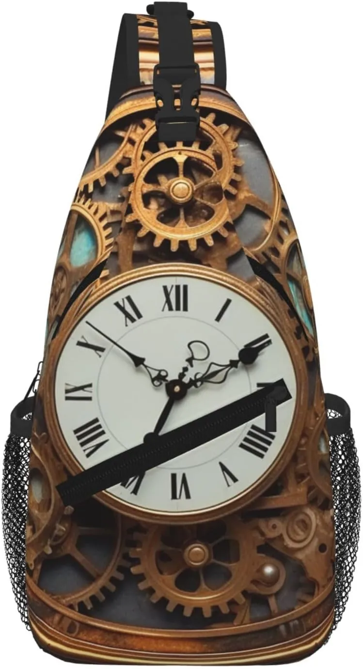 Rusty Steampunk Clock Sling Bag For Women Men Travel Hiking Backpack Crossbody Shoulder Chest Bags Casual Daypack