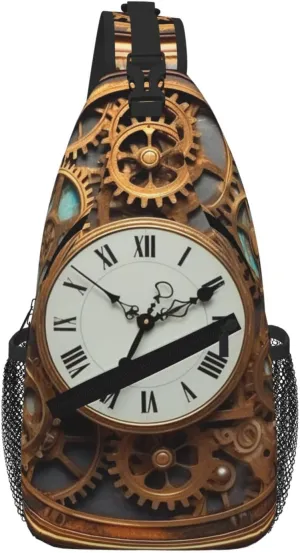 Rusty Steampunk Clock Sling Bag For Women Men Travel Hiking Backpack Crossbody Shoulder Chest Bags Casual Daypack