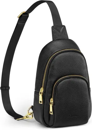 S-ZONE Leather Sling Bag for Women Men RFID Blocking Small Crossbody Purses