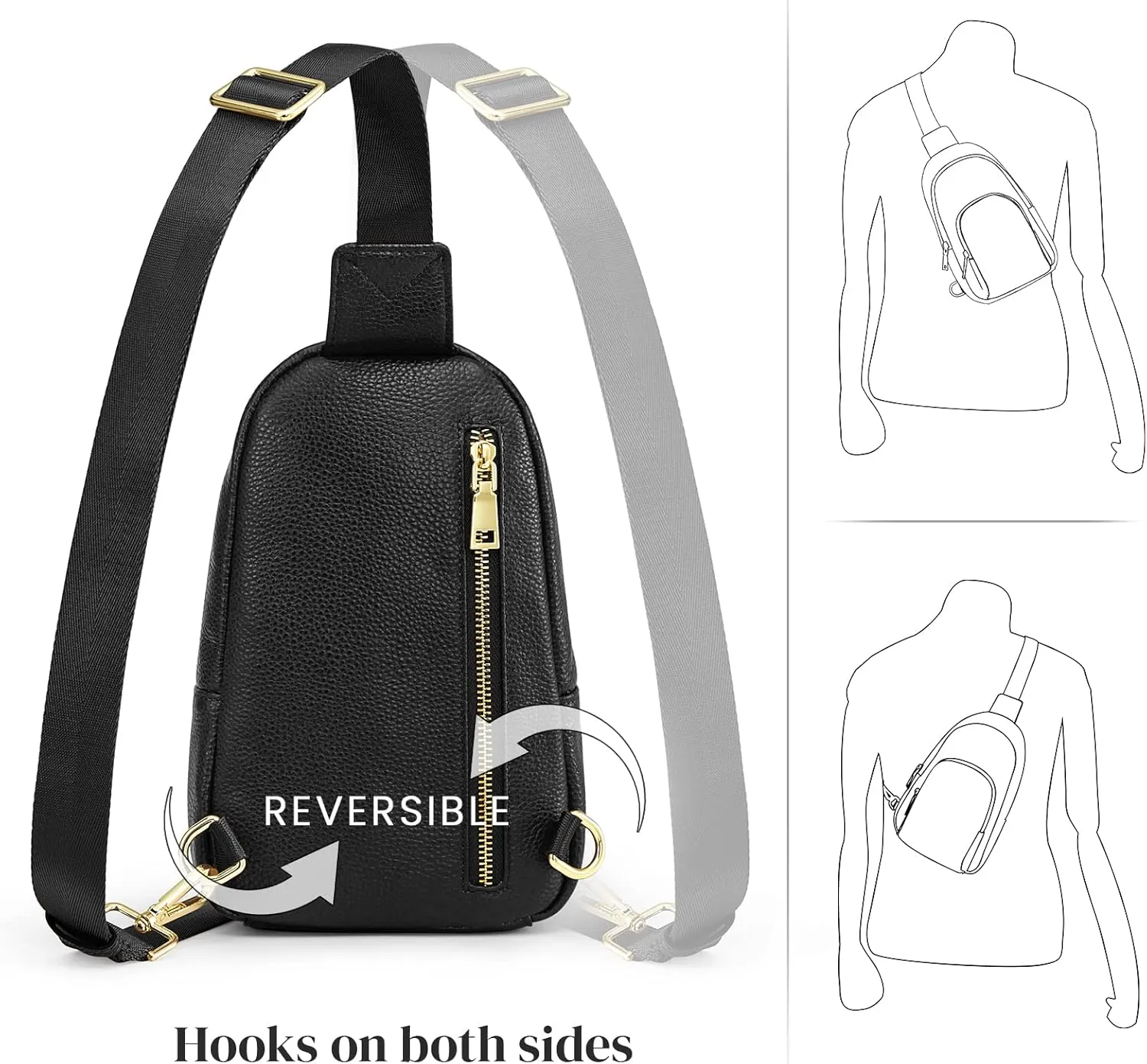 S-ZONE Leather Sling Bag for Women Men RFID Blocking Small Crossbody Purses