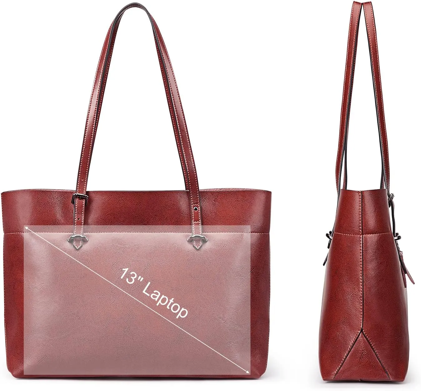 S-ZONE Women Vintage Genuine Leather Tote Shoulder Bag Handbag Upgraded Version Medium